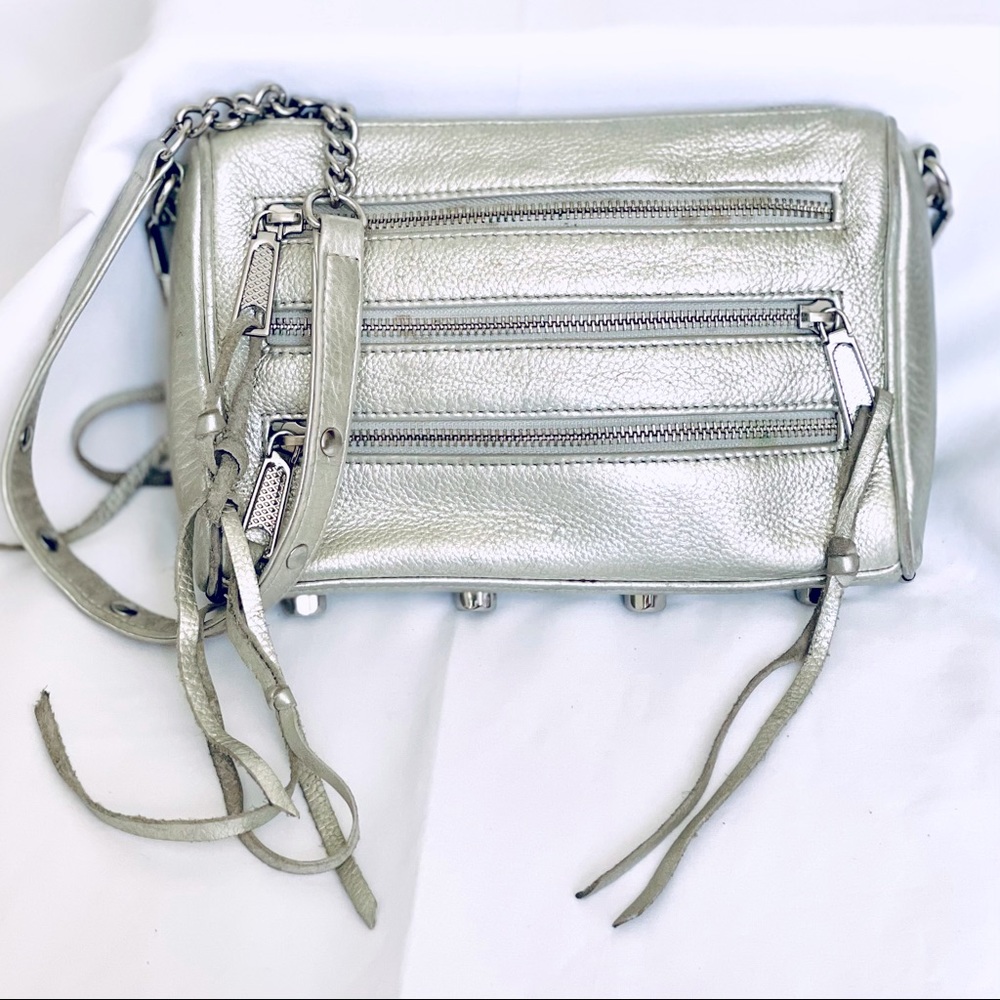 Rebecca Minkoff Metallic 3 Zip Pocket Cros…